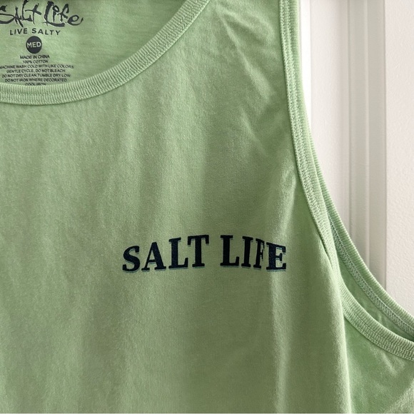 Salt Life Get Hooked Green Tank Top - Beach Vacation Fishing - Picture 14 of 16